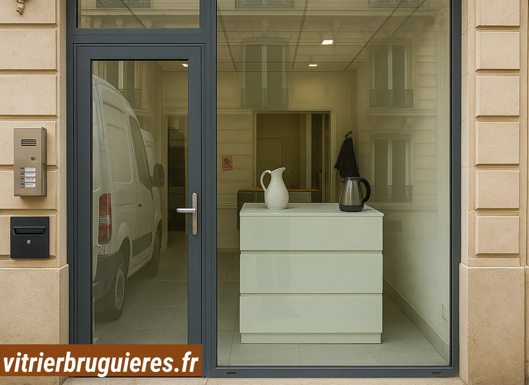 Façade vitrine de magasin en aluminium sur mesure à Bruguières